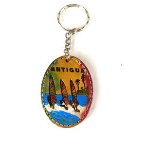 Antiqua Painted Leather Keychain Wind Surfing